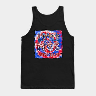 Little Miss Us America 4Th Of July Messy Bun Toddler Girls Tank Top